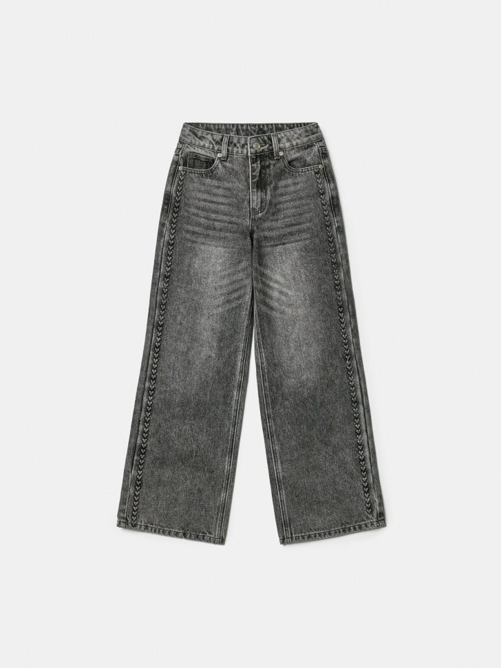 Широкие джинсы с рельефным узором для девочек 2999₽