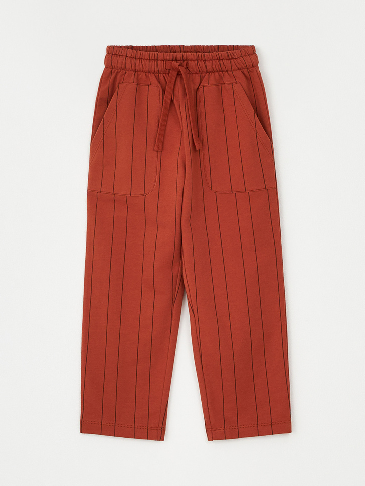 Трикотажные брюки в полоску для мальчиков (коричневый, 92)