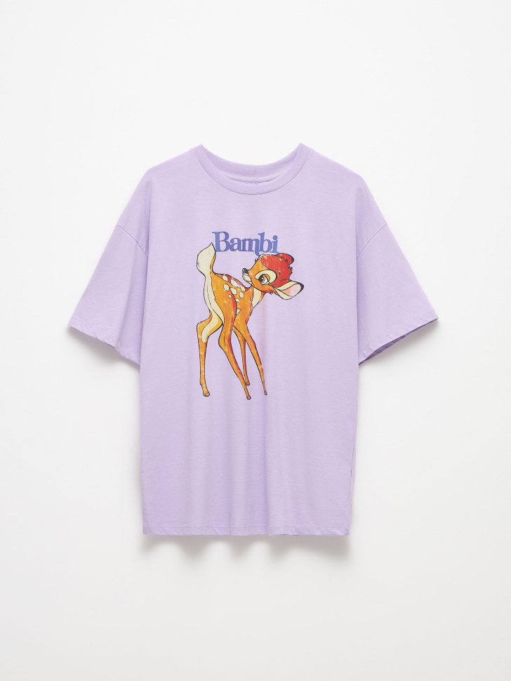 Футболка оверсайз с принтом Bambi (фиолетовый, M)