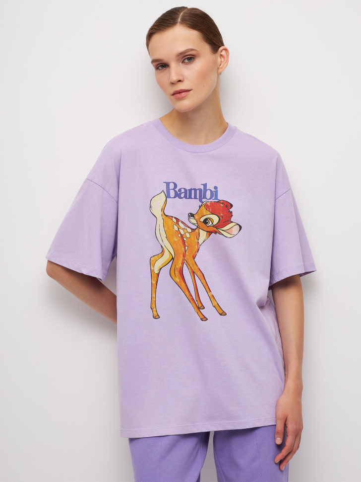 

Футболка оверсайз с принтом Bambi, Фиолетовый