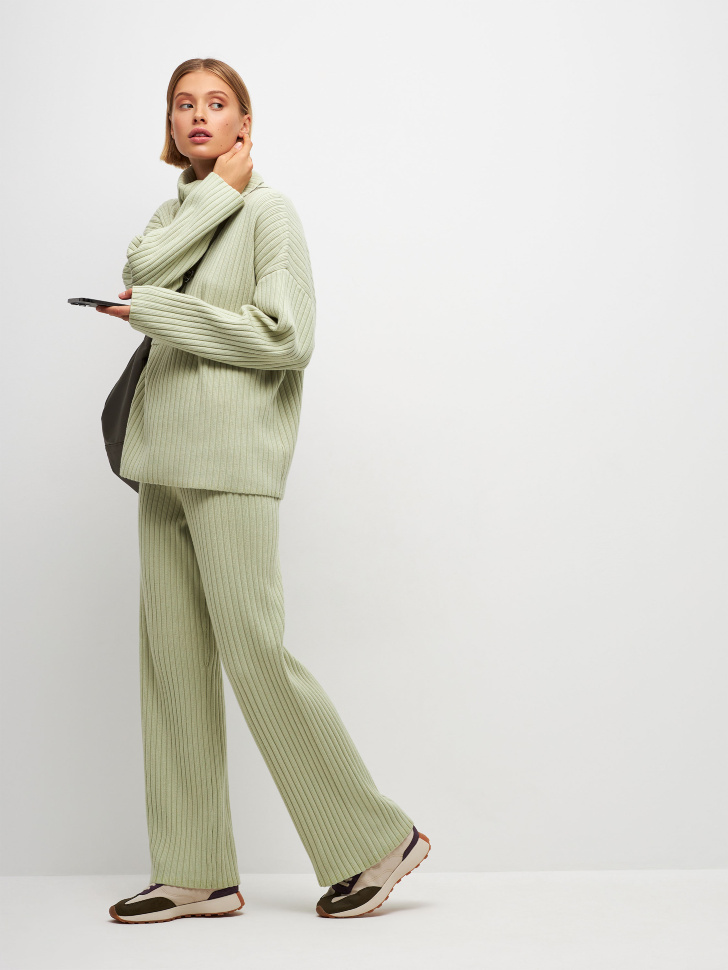 

Вязаный джемпер с воротником, Зеленый