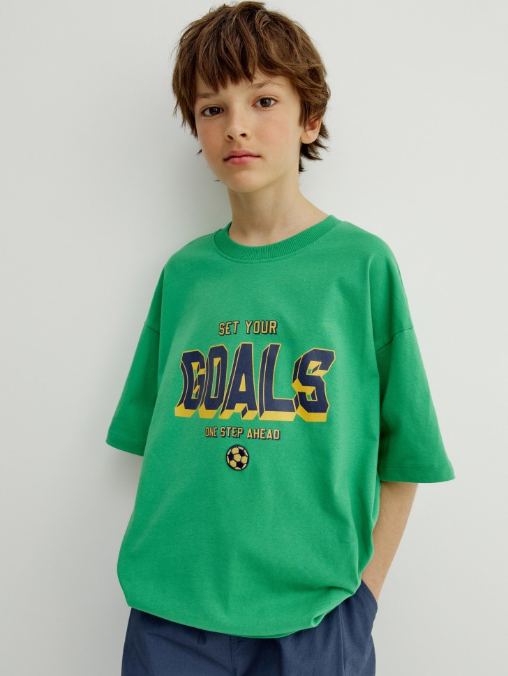 Футболка оверсайз с принтом Sela, зеленый, арт. 52679