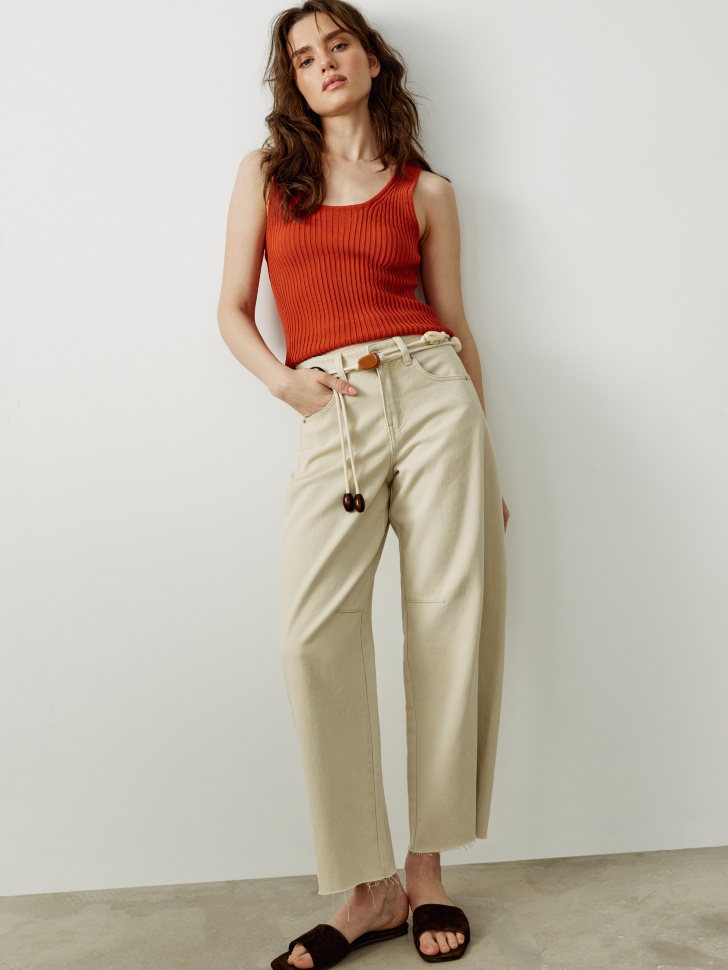 Укороченные джинсы баллоны Sela, бежевый, арт. 52652