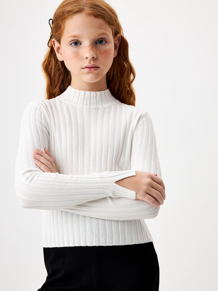 

Вязаный джемпер с воротником для девочек