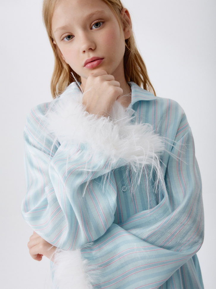 пижама из рубашки и брюк в полоску для девочек 4610517126931 по акции