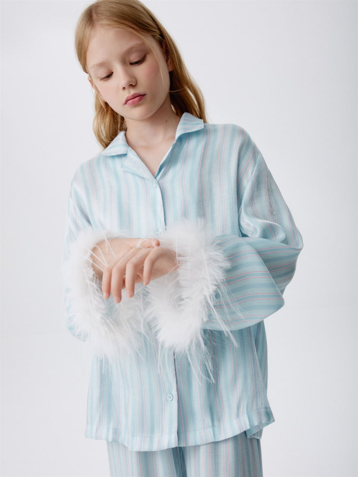 пижама из рубашки и брюк в полоску для девочек 4610517126931 по низкой цене