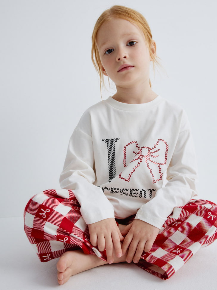 новогодняя пижама с принтом для девочек 4610517088628 фотография