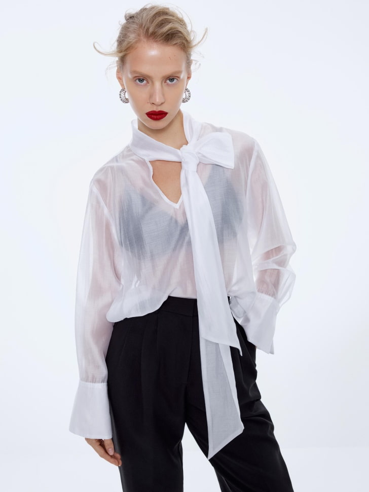 полупрозрачная блузка с бантом 4680798734057 фотография