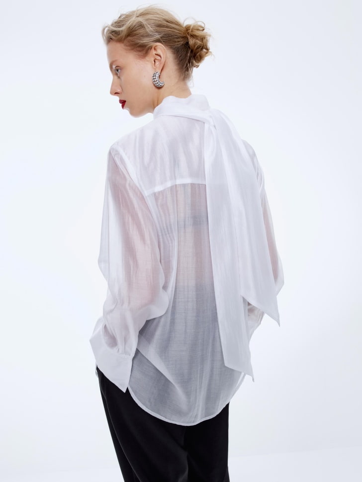 полупрозрачная блузка с бантом 4680798734057 с промокодом