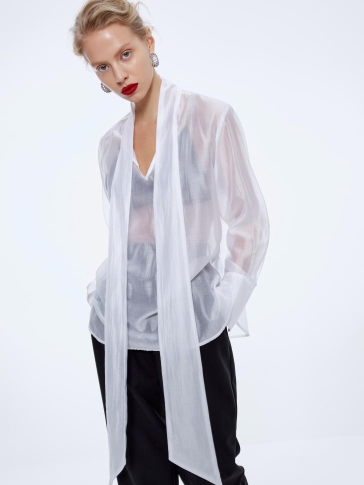 полупрозрачная блузка с бантом 4680798734057 купить с доставкой