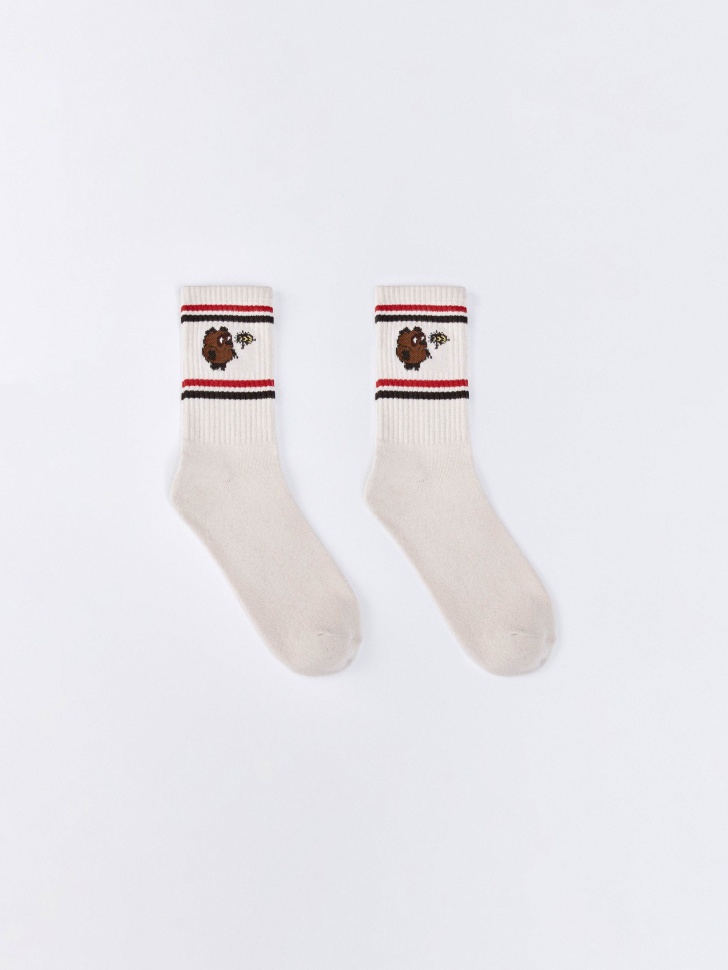 Носки SELA с принтом Союзмультфильм, белый, арт. 35782