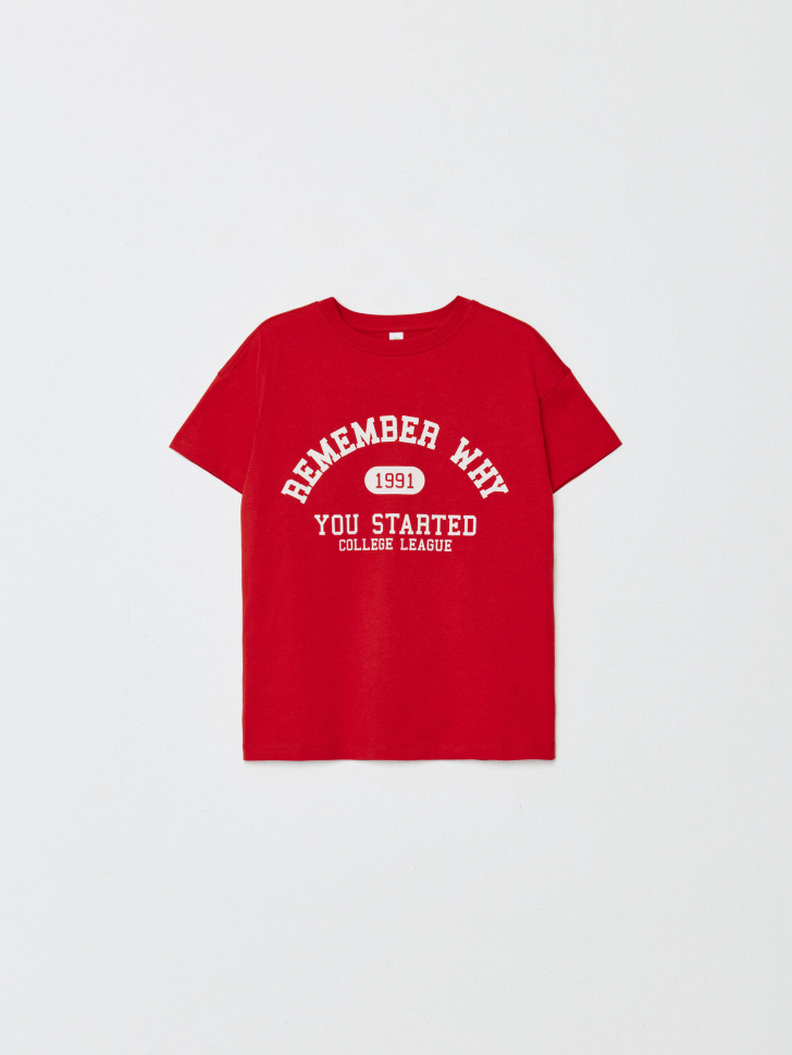 Футболка SELA с принтом для девочек, красный, арт. 33379
