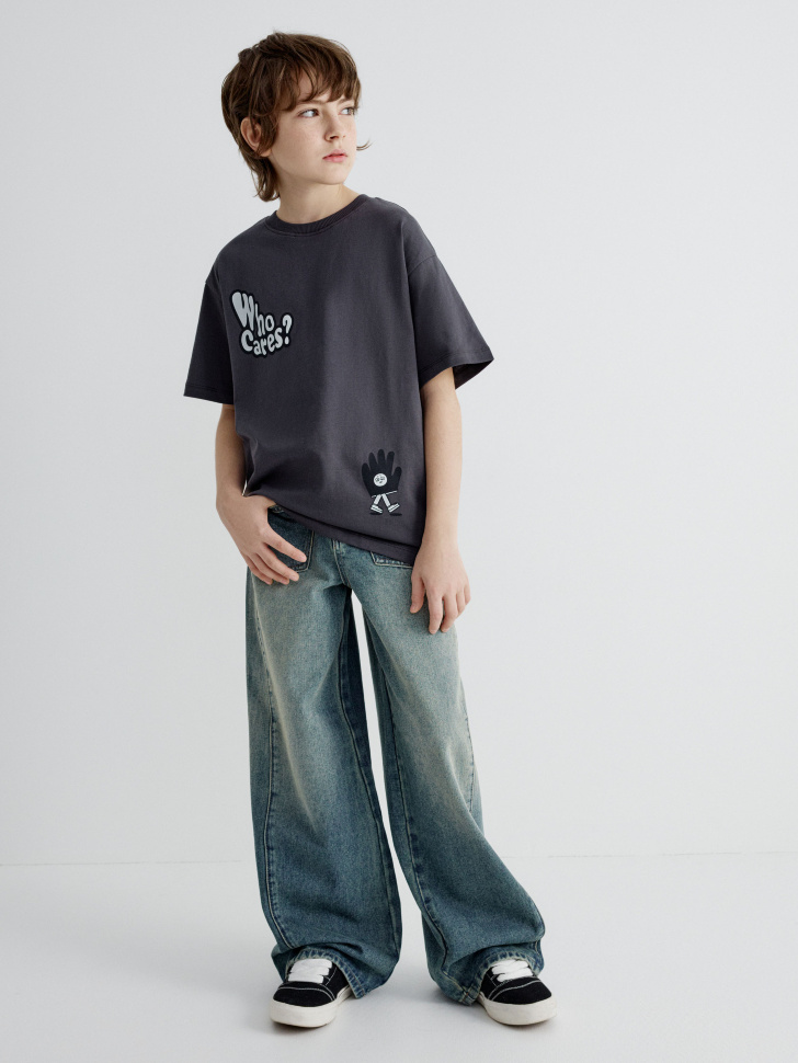 футболка оверсайз с принтом для мальчиков от бренда sela вид слева