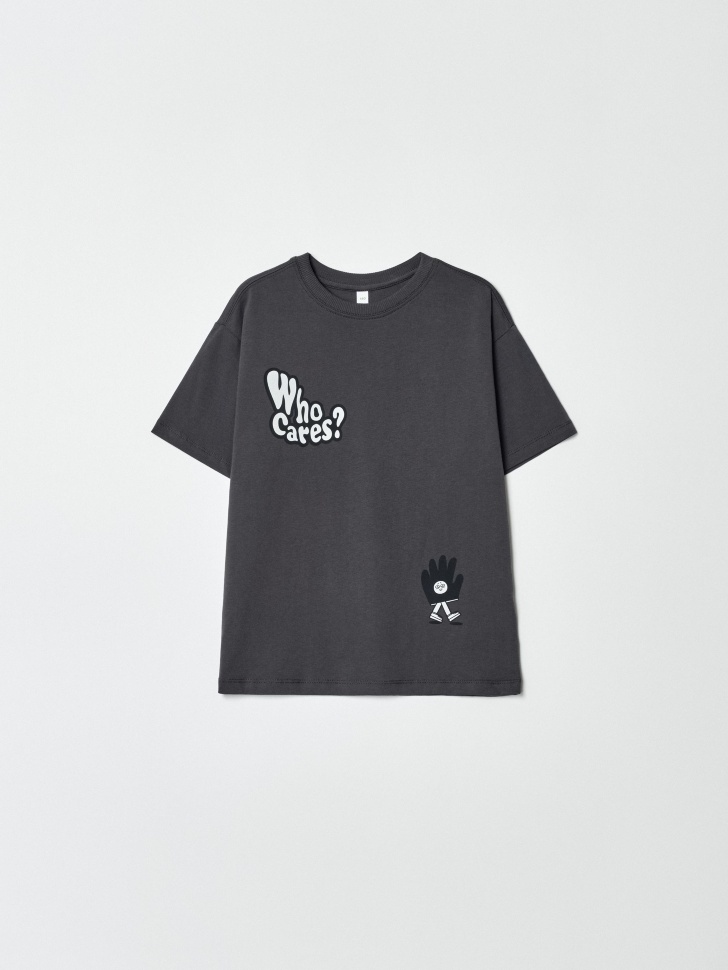 футболка оверсайз с принтом для мальчиков по цене 799 руб вид справа