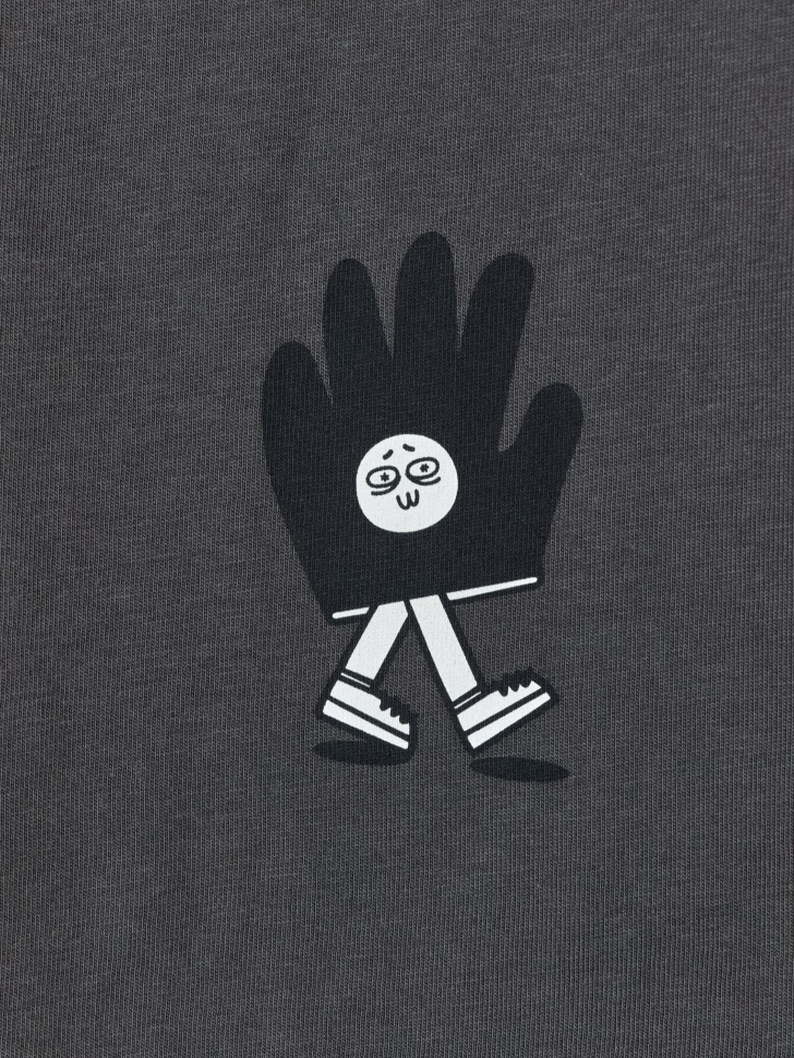 футболка оверсайз с принтом для мальчиков из хлопка спереди