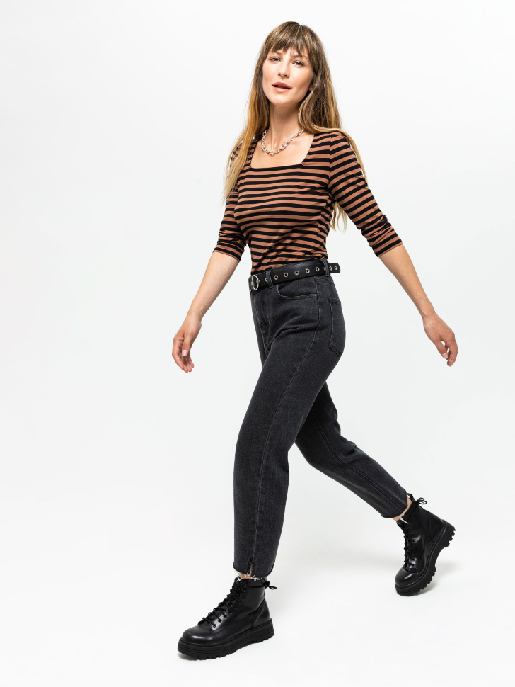 

Лонгслив в полоску, Коричневый