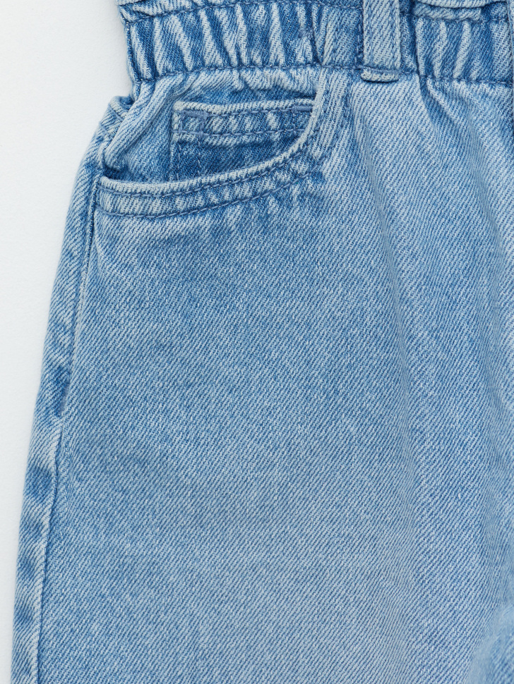 Джинсовые шорты с присборенной талией для девочек (синий, 110) sela 4680129406240 - фото 3