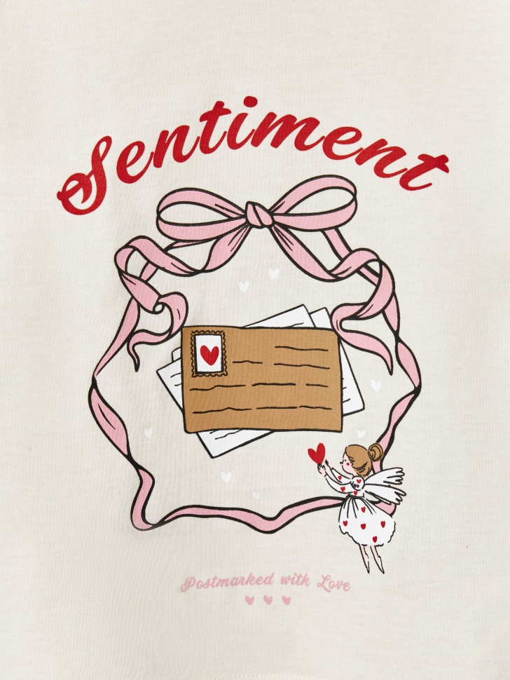 футболка с принтом для девочек из хлопка спереди