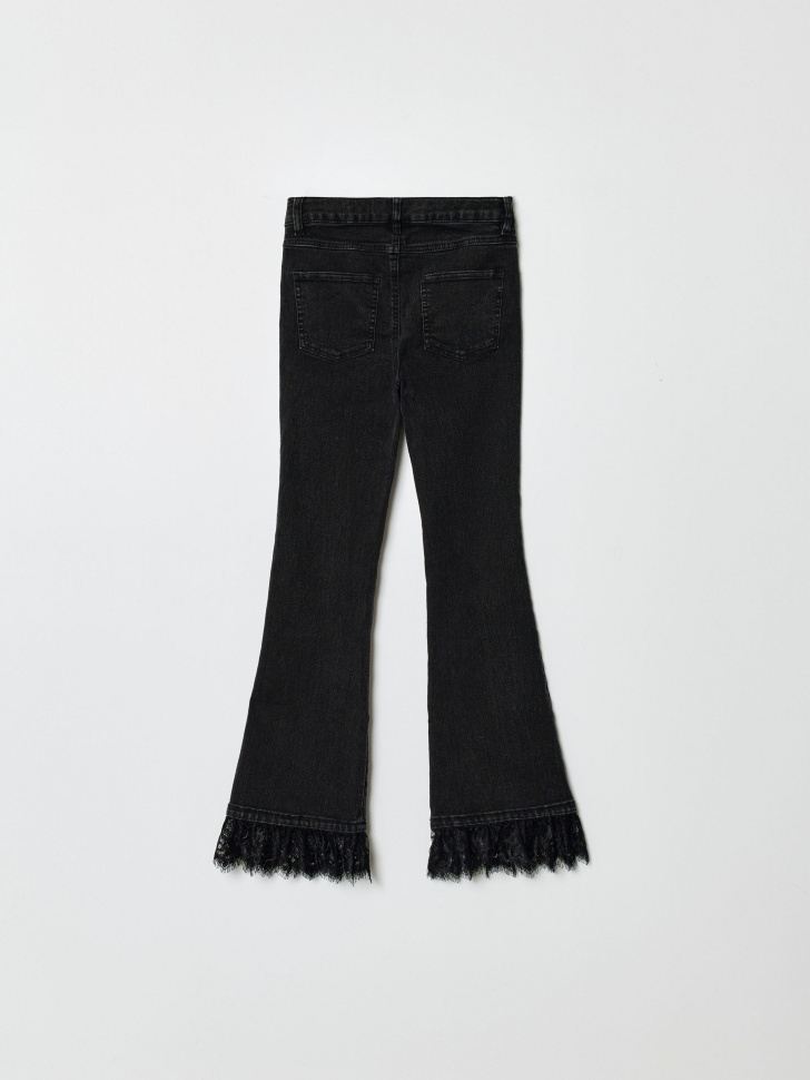 укороченные джинсы crop flare с кружевом для девочек от бренда sela вид слева