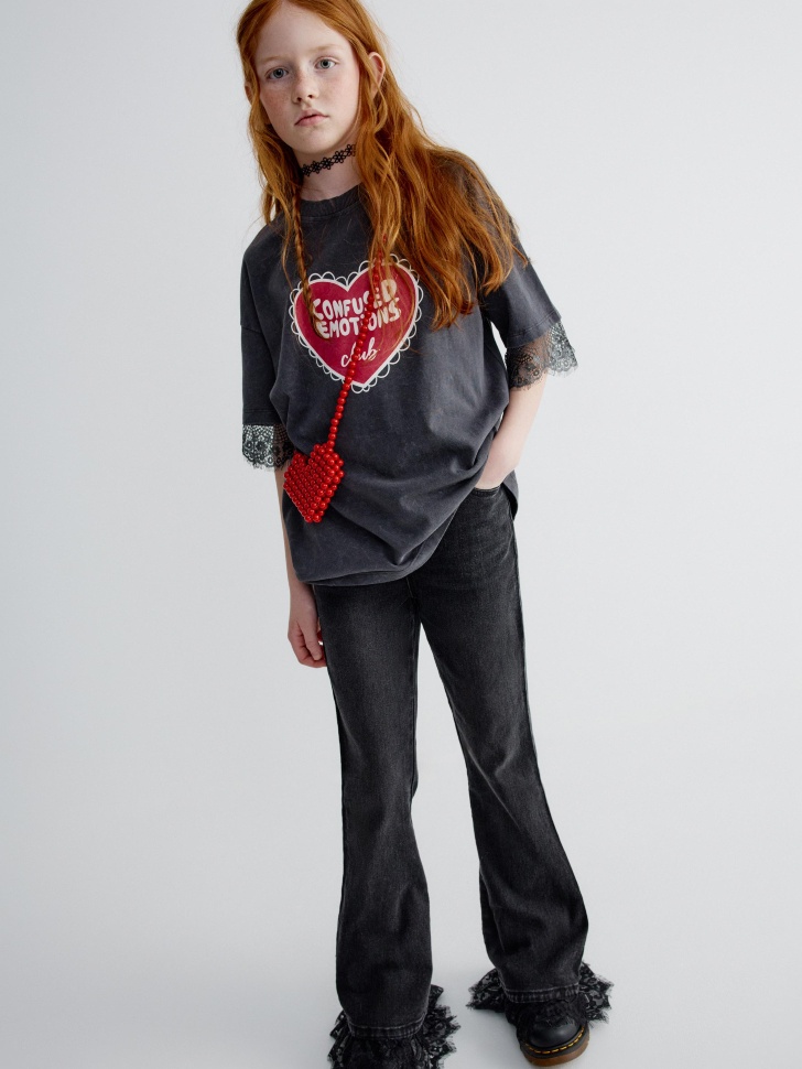 Джинсы SELA Crop Flare с кружевом, арт. 36685