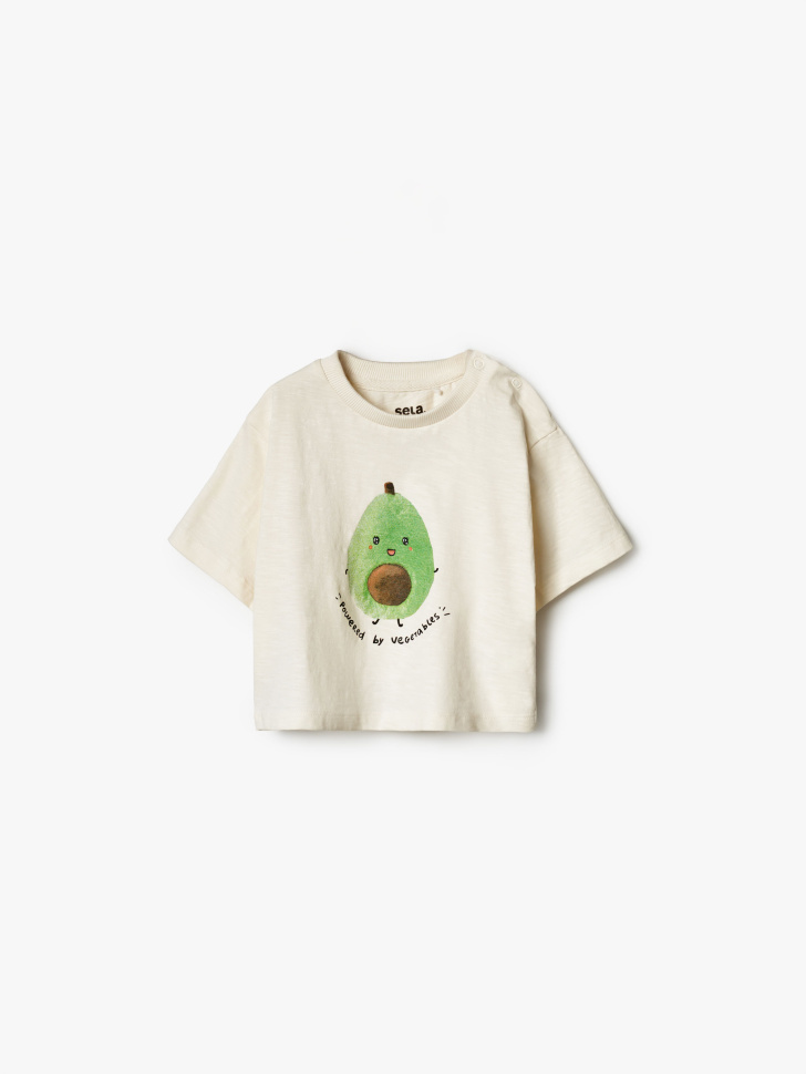 Футболка Sela для малышей с принтом Авокадо, бежевый, арт. 41433