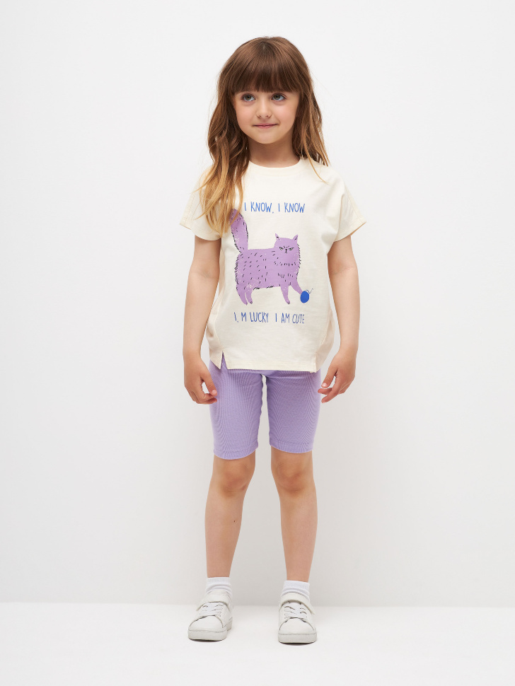 

Велосипедки в рубчик для девочек, Фиолетовый