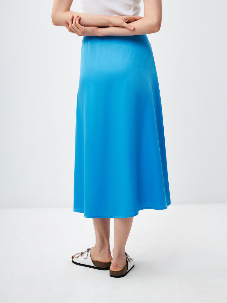 Сатиновая юбка миди с разрезами (синий, S) sela 4680168490835 - фото 5