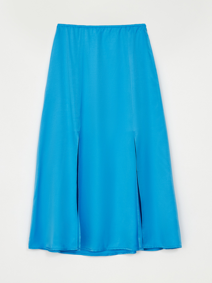 Сатиновая юбка миди с разрезами (синий, L) sela 4680168490859 - фото 7