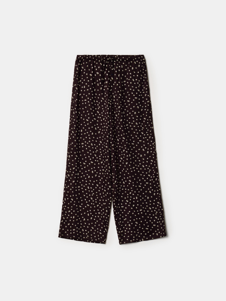 Брюки SELA широкие для девочек из сатиновой вискозы, коричневый, арт. 42859