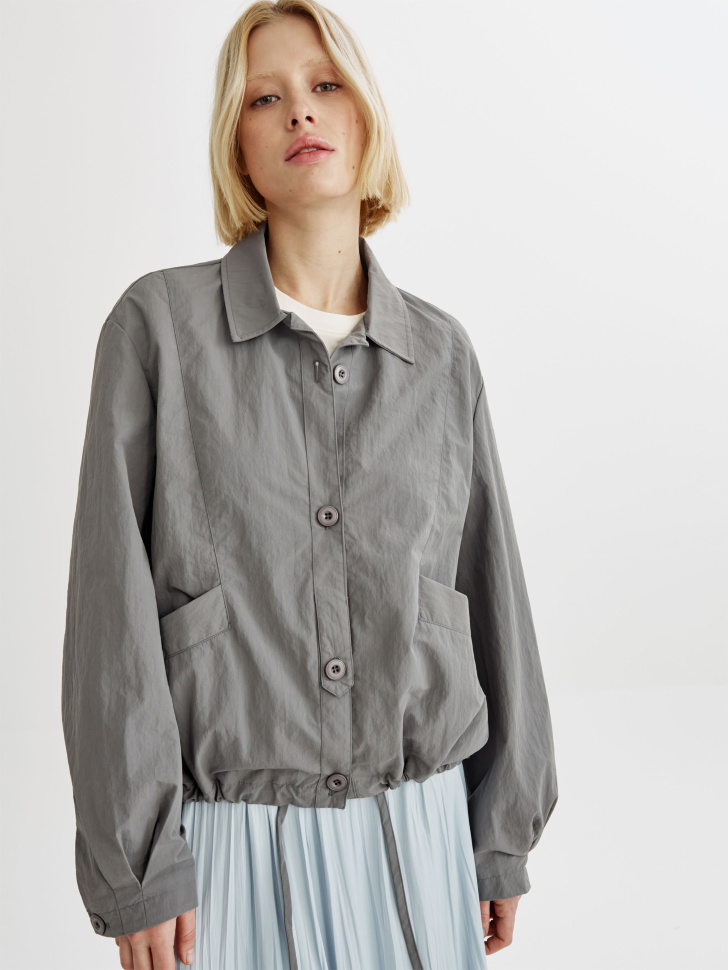 Ветровка Sela из жатой ткани, серый, арт. 45465