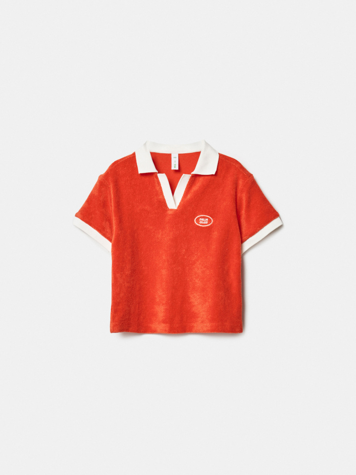 Поло из махровой ткани Sela, оранжевый, арт. 49626