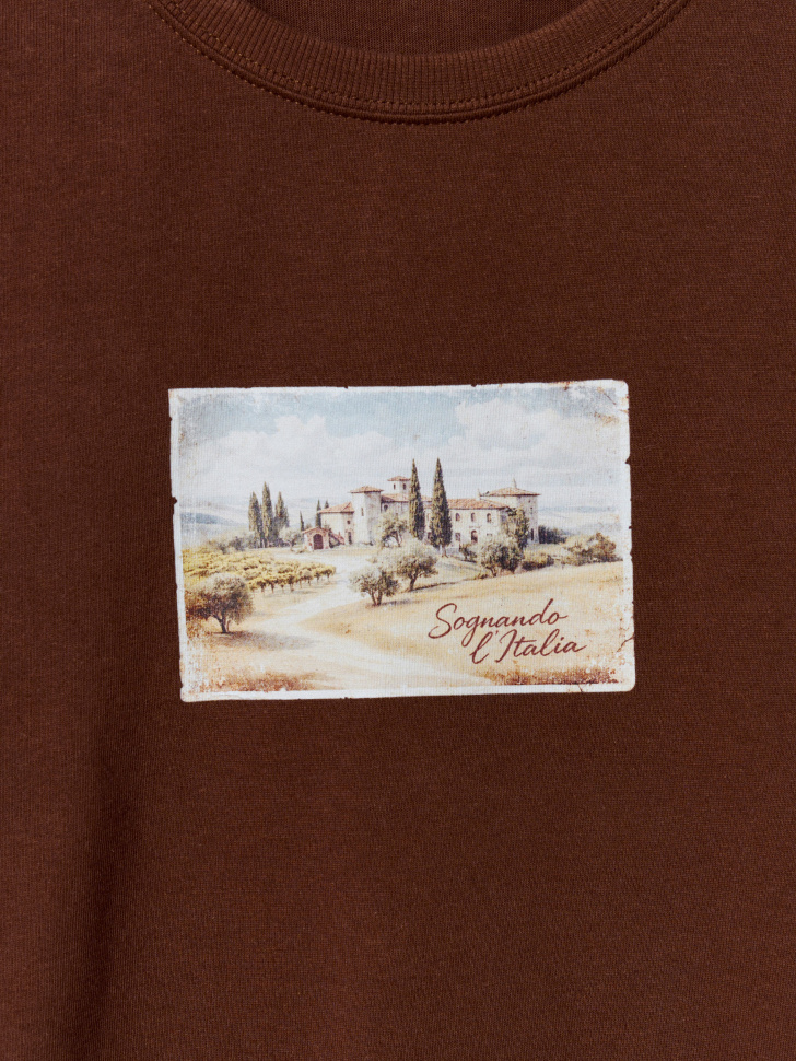 футболка оверсайз с принтом из хлопка спереди