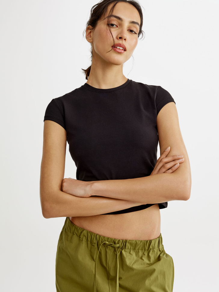 Базовая приталенная футболка Sela, черный, арт. 53594