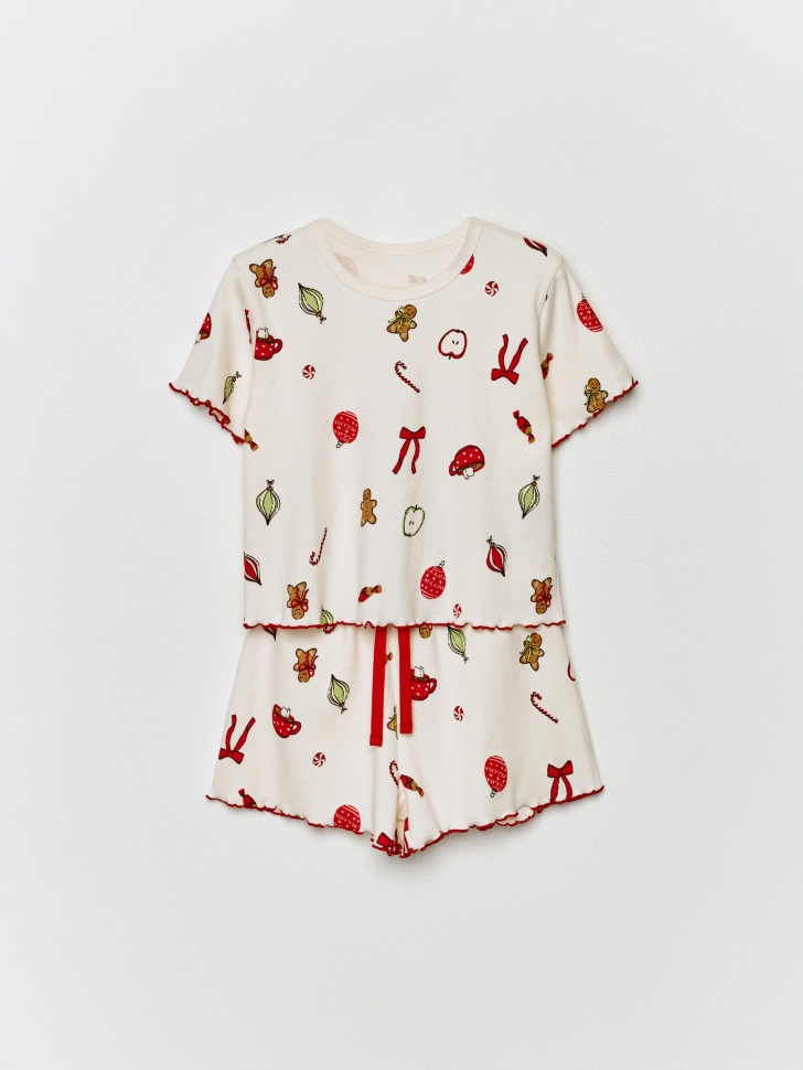 новогодняя пижама с принтом для девочек 4680798782522 в интернет магазине