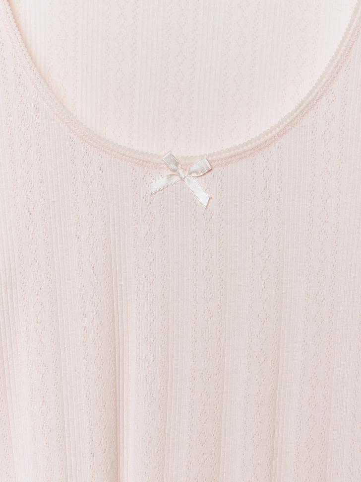 домашний лонгслив с рельефным узором из хлопка спереди