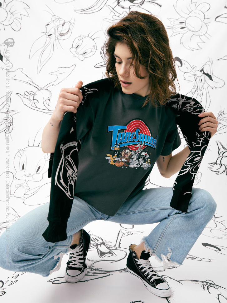 

Футболка с принтом Looney Tunes, Серый