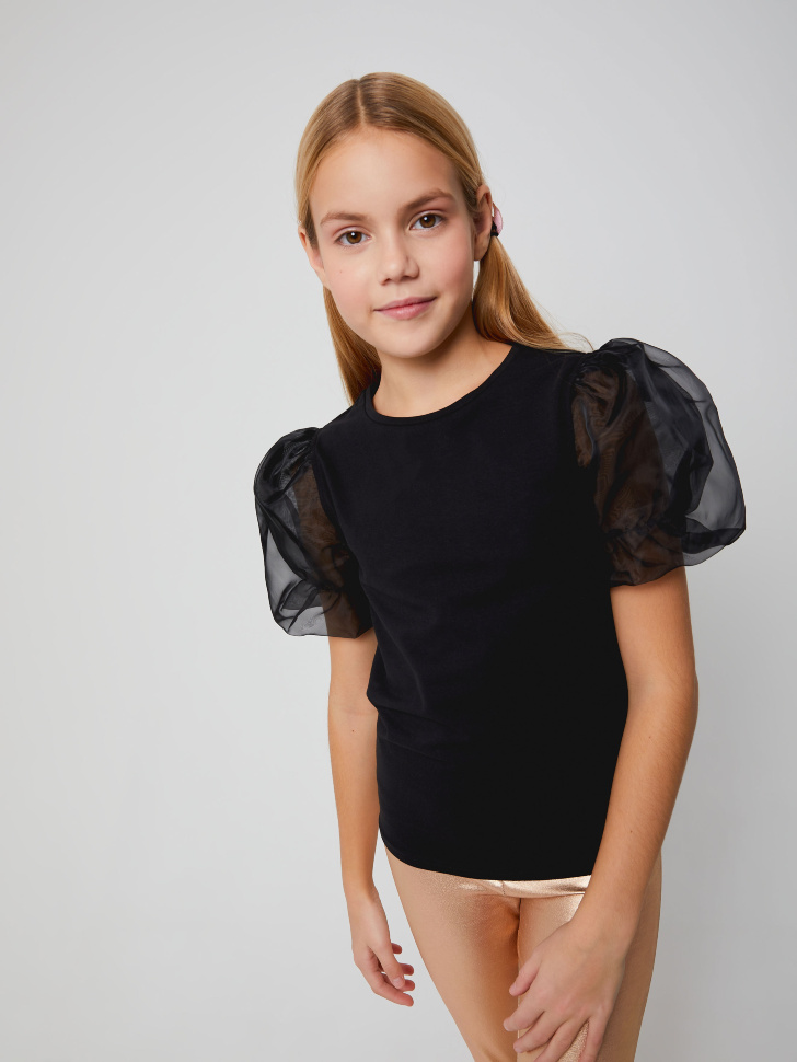 блузка для девочек (черный, 152/ 12-13 YEARS)