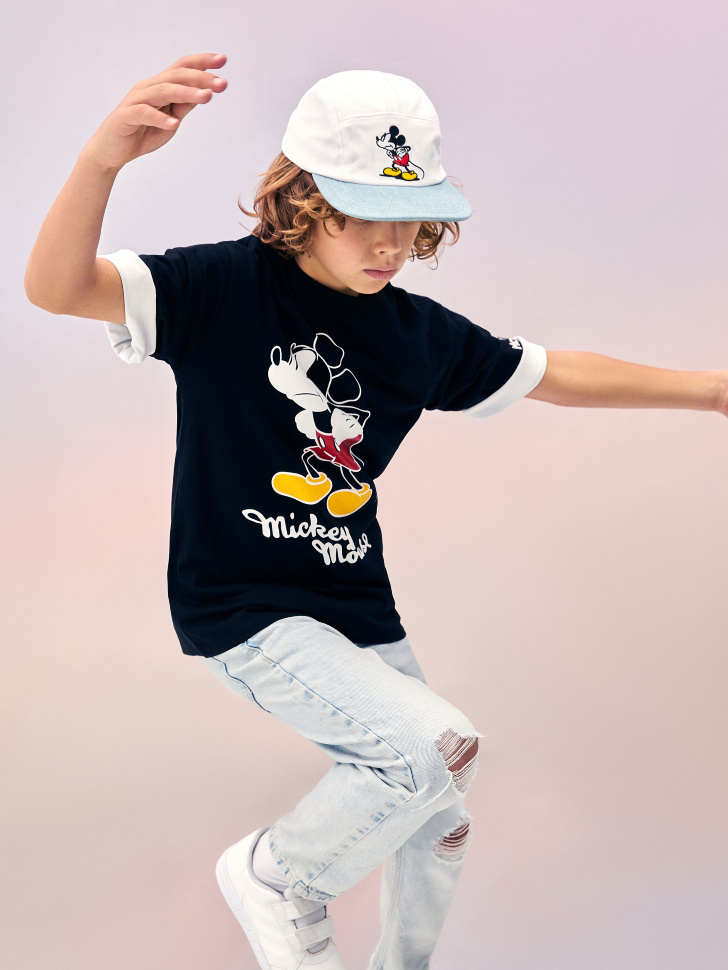 

Футболка оверсайз с принтом Disney Mickey Mouse для мальчиков, Черный