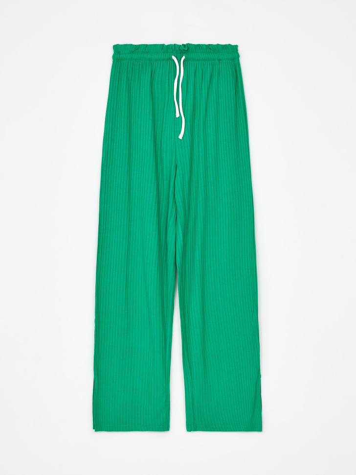 Трикотажные брюки с разрезами для девочек (зеленый, 158)