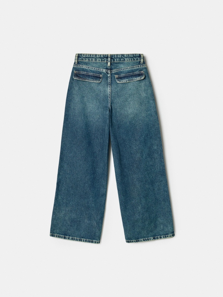 широкие джинсы с винтажной стиркой для девочек по цене 2999 руб вид справа