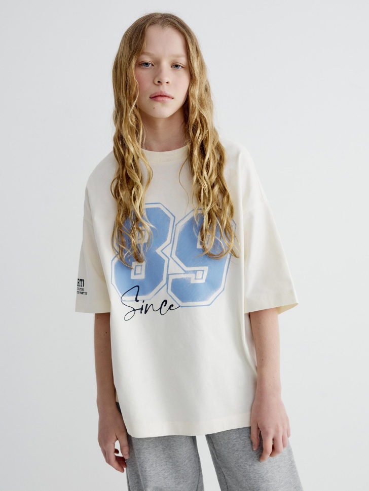 футболка оверсайз с принтом для девочек 4610517404923 фотография