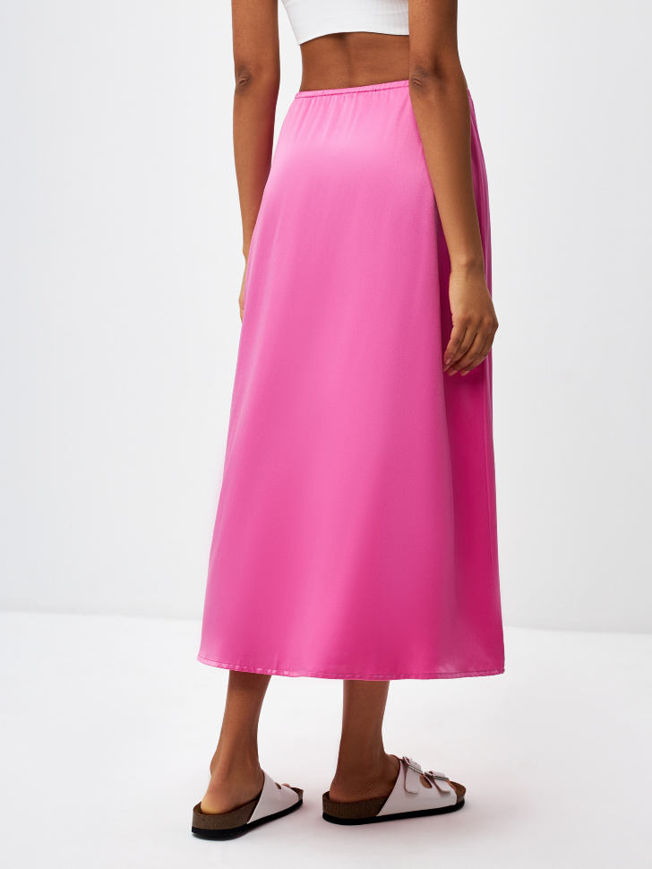 Сатиновая юбка миди с разрезами (розовый, S) sela 4680168490873 - фото 5