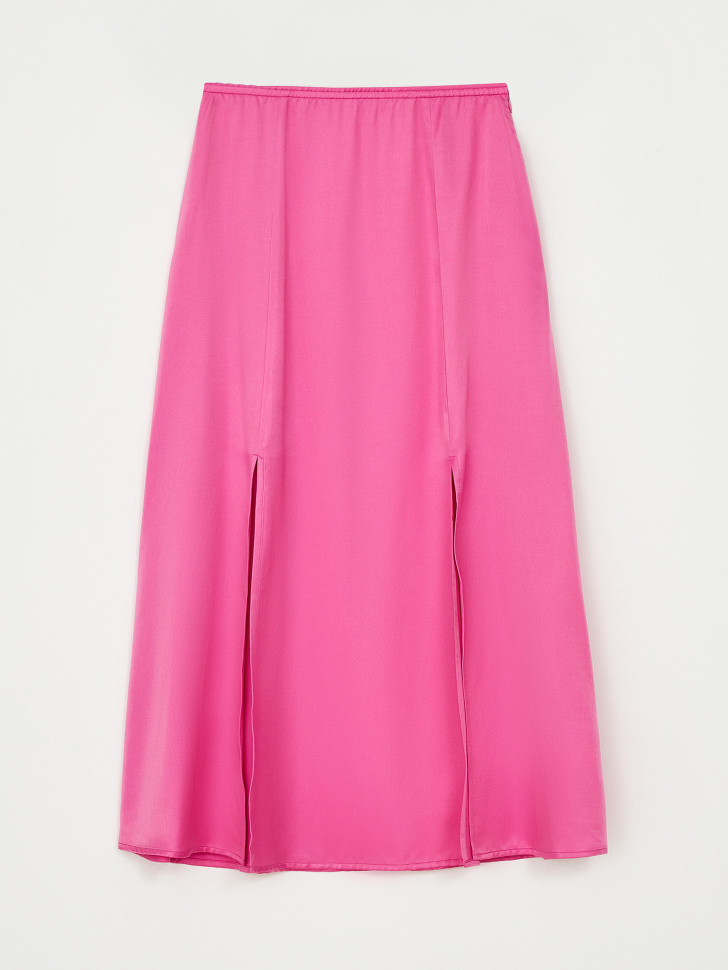 Сатиновая юбка миди с разрезами (розовый, S) sela 4680168490873 - фото 7