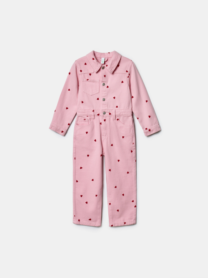Джинсовый комбинезон Sela с принтом для девочек, розовый, арт. 43357