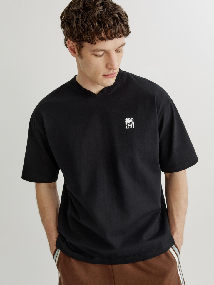 Футболка SELA прямого кроя с принтом Hello Kitty, черный, арт. 44938