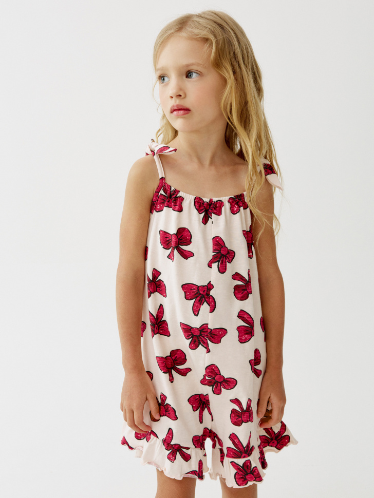 летний трикотажный комбинезон для девочек от бренда sela вид слева