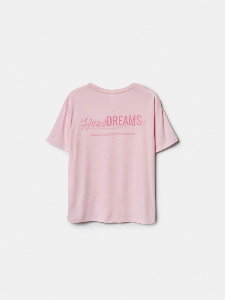 футболка с принтом из смесового тенселя от бренда sela вид слева