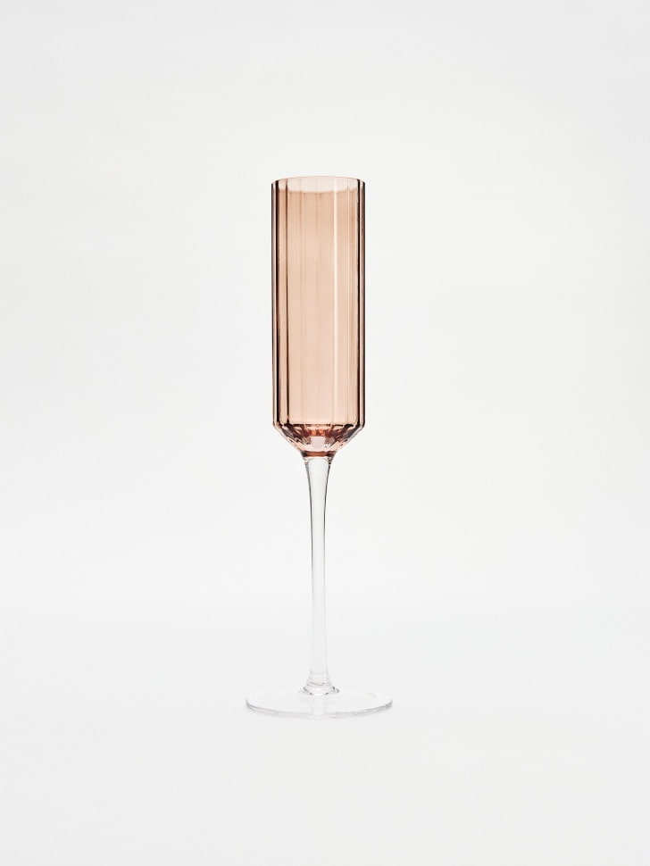 Бокал из стекла с рельефным узором, персиковый, прозрачный, арт. bg001