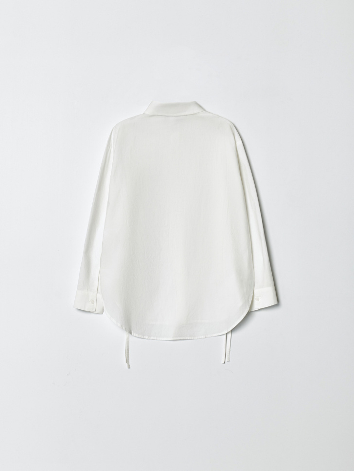 школьная блузка из хлопка и модала для девочек от бренда sela вид слева