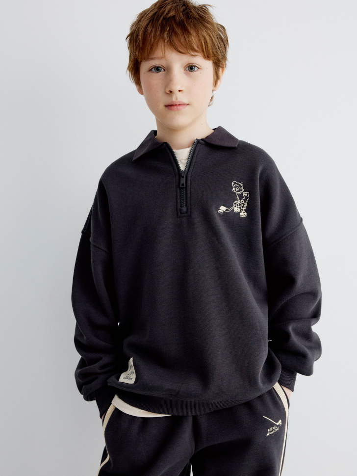 Свитшот с воротником Sela x Союзмультфильм, серый, арт. 35096